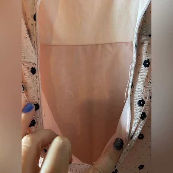 Girls my michelle Sleeveless Glitter Pink Black Floral Polka Dot Party Dress 16 - Picture 5 of 9